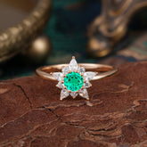 Lab Grown Emerald Engagement Ring | Floral Emerald Cluster Setting